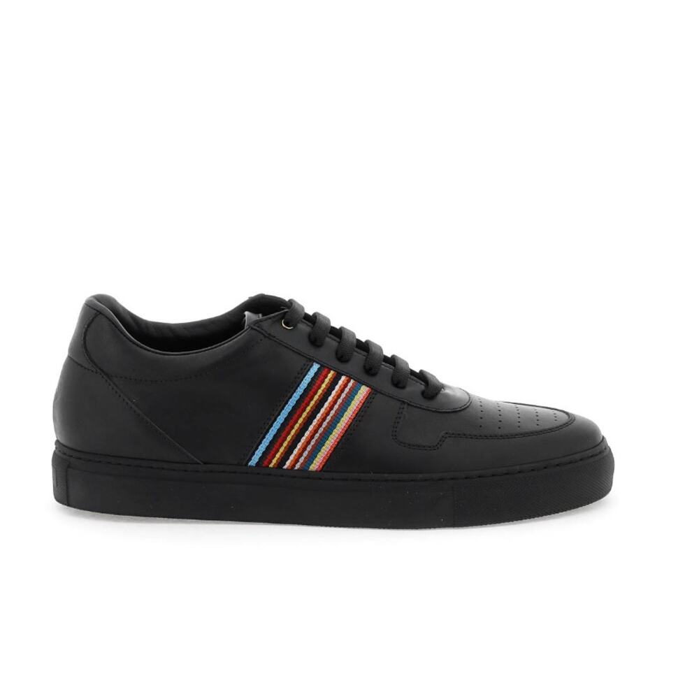 New $475 Paul Smith Fermi Mens Sneakers Signature Stripe Black leather Size 6
